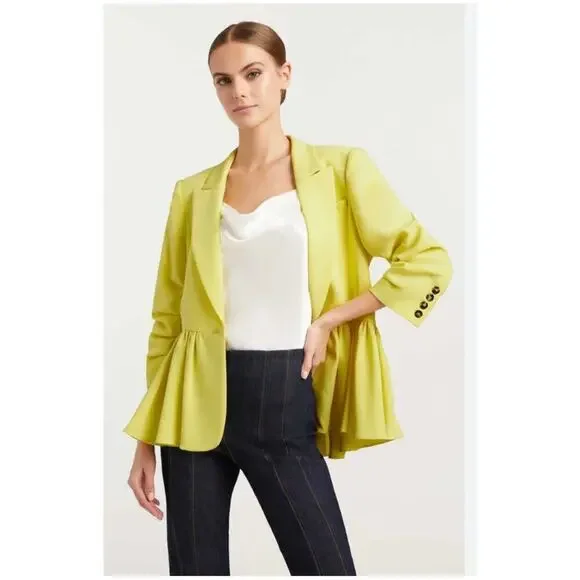 CINQ À SEPT Kourtney Ruffled Blazer Yuzu Size 6 - Picture 2 of 12